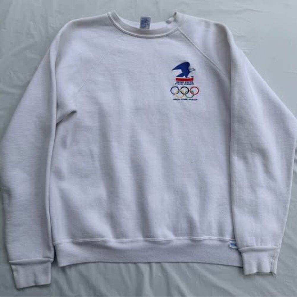 Vintage USPS Olympic Sponsor Sweatshirt Discus Athletic USA Medium
